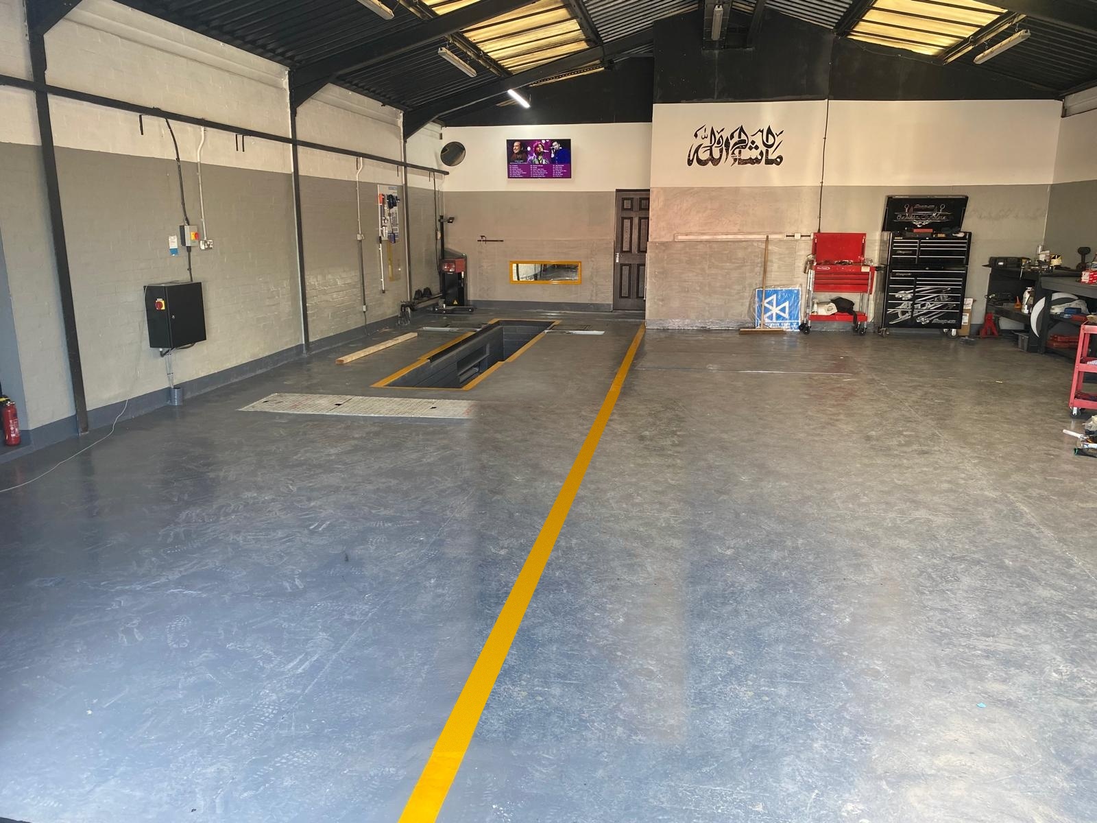 Wide view of the Auto Tech Coventry workshop floor